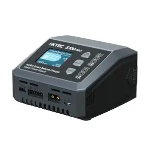 AC/DC battery charger SKYRC S100 neo — supports LiPo/Li-Ion/LiFePO4/NiCd, 100–240V input, 4.5 cm display, 128×160 px, 12 A