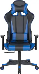 Игровое кресло Beliani GAMER голубое — эргономичное, поворотное, с регулировкой высоты и поясничной опорой