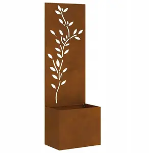 Puķu pods VidaXL Rdzawy ar dekoratīvu paneli 50 x 140 cm