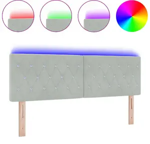 Headboard VidaXL 80 cm, upholstered light grey velvet with crystal button