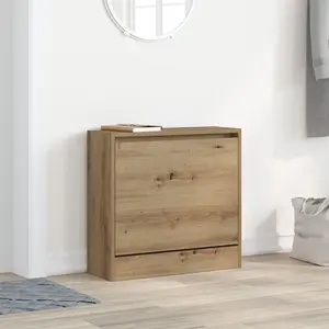 Тумба для обуви VidaXL Artisan, древесно-стружечная плита с дубовым декором, 60×21×57 см