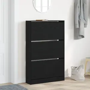 Обувной шкаф VidaXL модель 869104, цвет Черный Дуб, 80×21×125,5 см, композитное дерево
