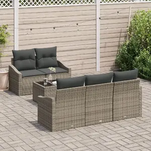 Уличный 6‑местный диванный комплект VidaXL 3355268 серый с подушками, полиротанг