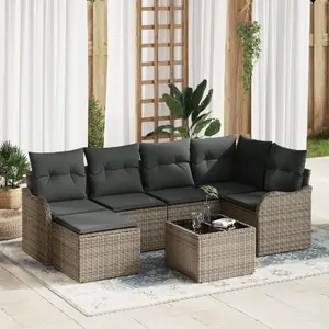 Outdoor sofa set VidaXL 6-piece black rattan with cushions