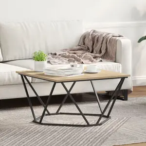 Журнальный стол VidaXL модель 868274 с отделкой Sonoma oak, столешница из ДСП и металлический каркас, средний квадратный