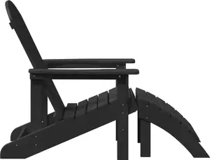 Āra Adirondack krēsls ar kājas balstu VidaXL, melns HDPE — izturīgs pret laika apstākļiem