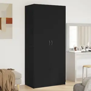 Шкаф VidaXL 862436 Чёрный дуб инжиниринговая древесина 90×52×200 см