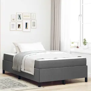 Кровать с пружинным блоком (Bonnell) VidaXL 120 x 200 см, темно‑серая обивка, черный каркас