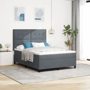 Кровать с матрасом и поднимающейся рамой VidaXL 160x200 см темно‑серый бархат с LED
