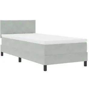 Кровать с матрасом и подсветкой VidaXL 90x190 см серый велюр