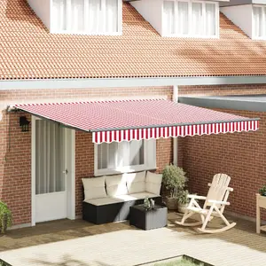 Маркиза ручная выдвижная VidaXL 400 x 300 см красно‑белая