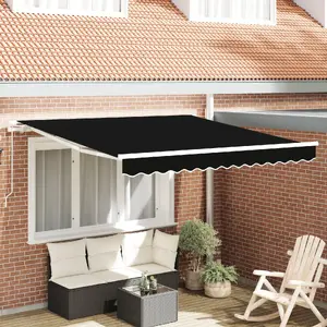 Markīzes auduma pārvalks VidaXL nomaiņai 3 x 2,5 m rāmim, manuāla, melns, 300 x 250 cm