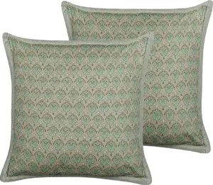Decorative cotton cushion set Beliani PICTUS 45 x 45 cm, green, 2 pieces