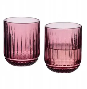 Glass set Lumarko ELISE PURPLE — 4 pieces, 260 ml, dimensions 7.5 × 9.4 cm