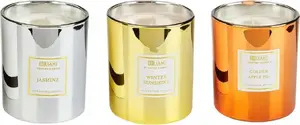 Sojas aromātisko sveču komplekts Beliani — 3 sveces: Ābolkūka, Jasmīns, Ziemas saule