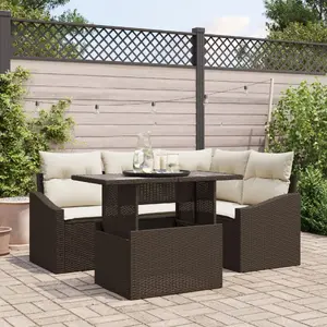 Outdoor sofa set VidaXL 5-piece brown rattan — modular garden seating, includes 5 elements
