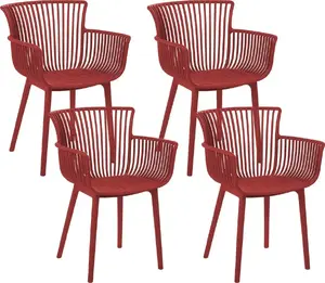 Dining chair set Beliani PESARO — 4 red chairs, upholstered PESARO model (4 pcs)