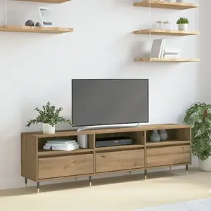 ТВ тумба VidaXL модель 869074 — отделка дуб artisan, ДСП и массив дерева, большая