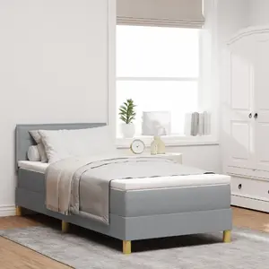 Кровать Box Spring с матрасом и LED VidaXL 90x200 см светло-серый ткань