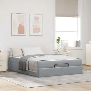 Основание кровати с местом для хранения VidaXL 160 x 200 см светло-серый ткань