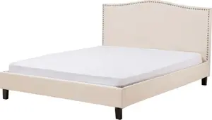 Тканевый (обитый) кровать Beliani MONTPELLIER 160 x 200 см бежевый
