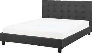 Upholstered bed Beliani LA ROCHELLE 180 x 200 cm dark gray