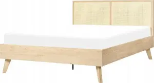 Кровать Beliani MONPAZIER 140 x 200 см ротанговая рама светлое дерево