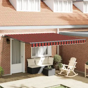 Маркиза (ручная) VidaXL 400×300 см, оранжево‑коричневая ткань, выдвижная