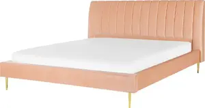 Кровать Beliani MARVILLE 180 x 200 см велюровая персиковая