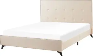 Тканевый (обитый) кровать Beliani AMBASSADOR 140 x 200 см бежевый