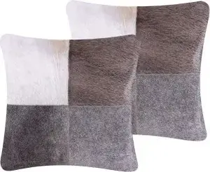 Decorative leather cushions Beliani NELLAD 45 x 45 cm set of 2, grey