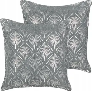 Decorative cotton cushion Beliani HOYA 45 x 45 cm, geometric pattern, grey