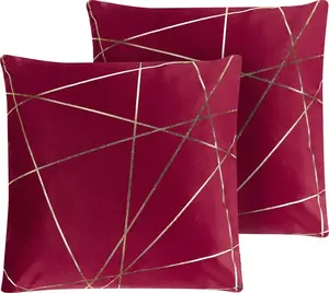 Decorative velvet cushion set Shumee, geometric pattern, 45 x 45 cm, red (2 pieces)