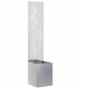 Flower planter VidaXL with decorative panel Silver 32 x 140 cm
