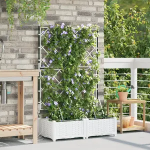 Flower pots VidaXL set of 2 with self-watering system, white