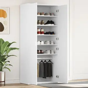 Обувной шкаф VidaXL модель 3333866 белый 80×39×180 см инженерная древесина