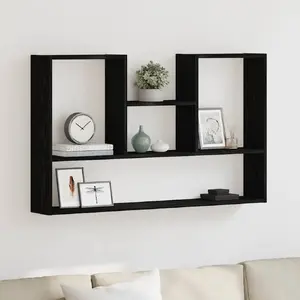 Настенная полка VidaXL 99×15×60 см, цвет чёрный дуб, древесноволокнистый материал