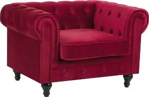 Apsēžamais krēsls Beliani CHESTERFIELD sarkanā velveta