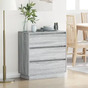 Nightstand VidaXL model 71x34.5x75 cm, Sonoma gray, particleboard, with LED