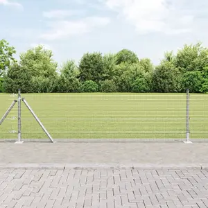 Fence panels with 13 posts and flanges VidaXL 0.4 x 25 m galvanized steel