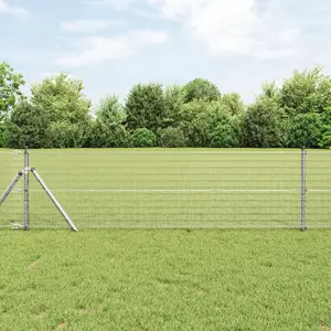 Welded Wire Fence VidaXL with 13 Posts 0.4 x 100 m Galvanized Steel