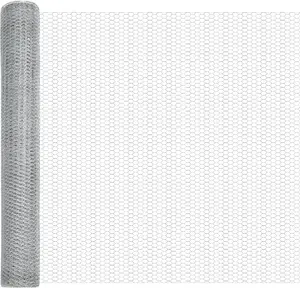 Žogs VidaXL heksagonāls 1,4 x 25 m cinkota tērauda, 13 stabi Ø32 mm 190 cm cinkoti