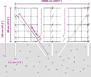 Ограждение VidaXL 0.8 x 100 м из оцинкованной стали