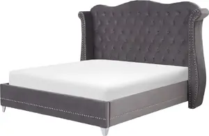Кровать Beliani AYETTE 160 x 200 см серый велюр