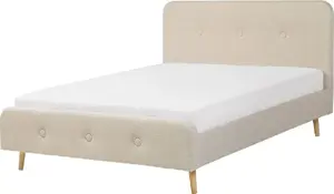 Тканевый (обитый) кровать Beliani RENNES 140 x 200 см бежевый