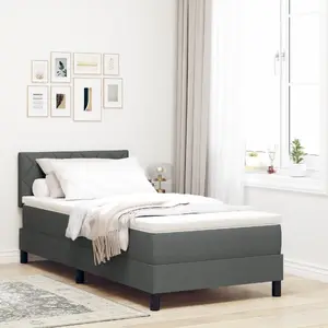 Кровать VidaXL модель 3338728 с матрасом, тёмно-серая, 90x190 см
