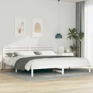 Каркас кровати с изголовьем VidaXL 180 x 210 см Белая Массовая сосна