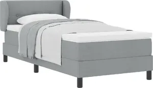 Кровать Box Spring с матрасом VidaXL 90x190 см Светло-серый тканевый