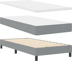 Континентальная кровать VidaXL 90 x 200 см с матрасом, светло-серая ткань