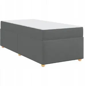 Gultas rāmis ar matraci VidaXL 90 x 200 cm tumši pelēka auduma
